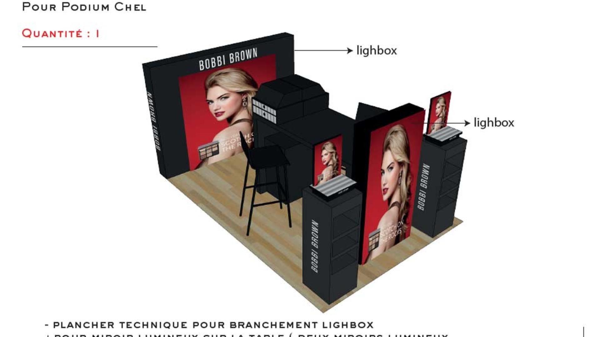 Vue 3D du Podium Bobbi Brown pour Sephora