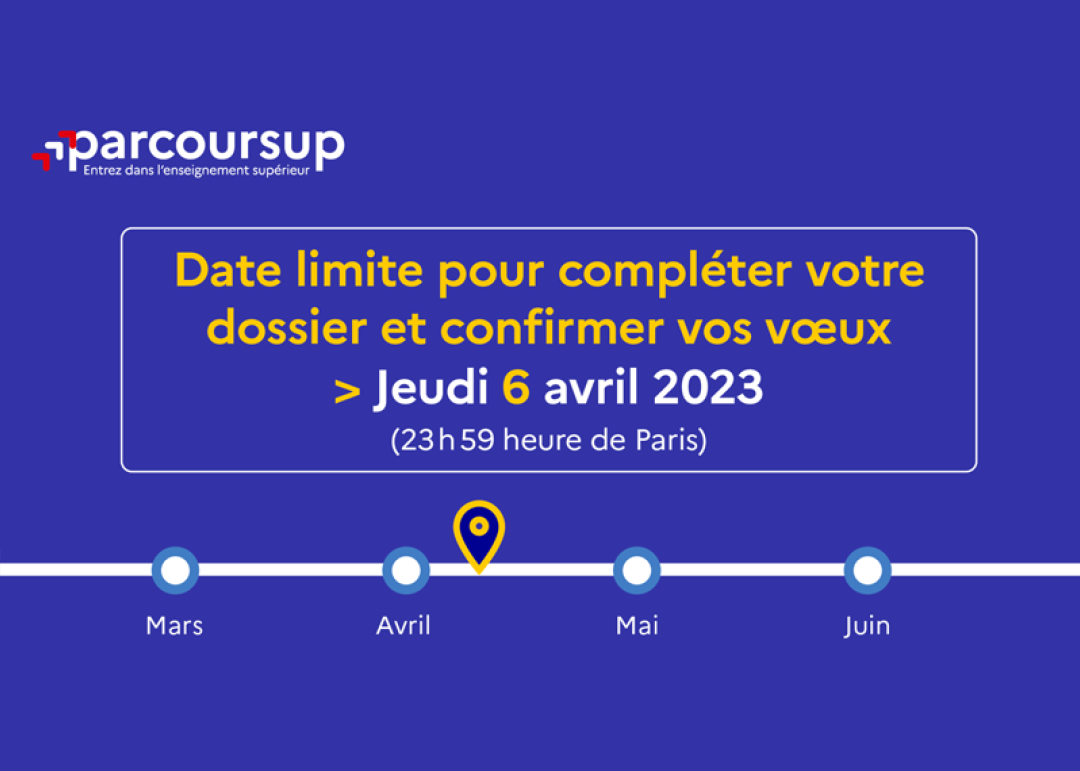 Date limite pour confirmer vos voeux Parcoursup : 6 avril 2023